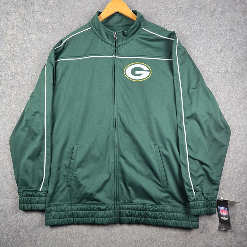 Majestic Green Bay Packers Track Jacket Mens 2XL Green NFL Apparel Full Zip New